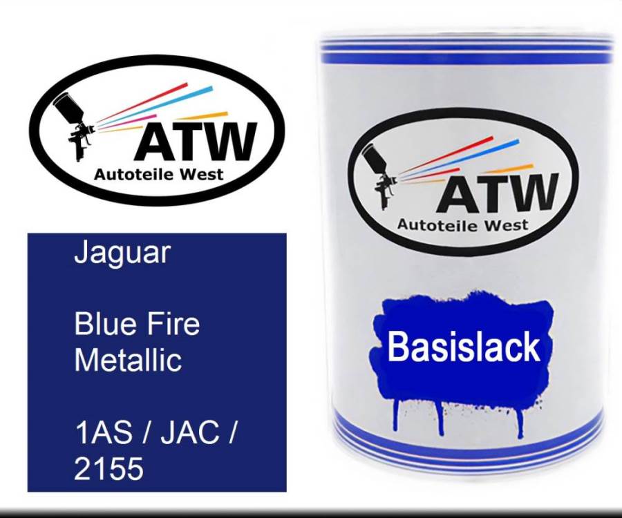 Jaguar, Blue Fire Metallic, 1AS / JAC / 2155: 500ml Lackdose, von ATW Autoteile West.
